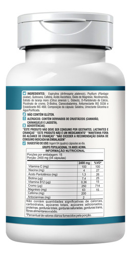 Drenavite 600mg Suplemento Cafeína Cromo e Vitaminas 60 Cápsulas