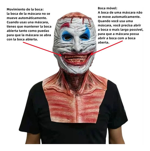 Máscara De Látex De Doble Payaso De Terror Para Cosplay De H