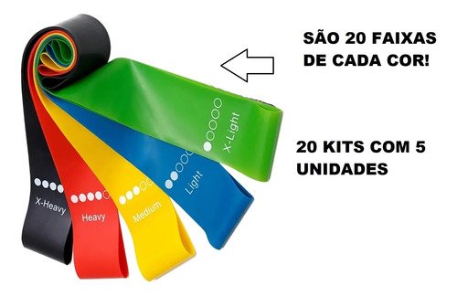 Kit 100 Faixa Elastica P/ Treino Extersor Superband Academia