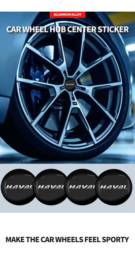 Set X4 Tapa Centro De Llantas De Autos 56mm Haval Negro/gris