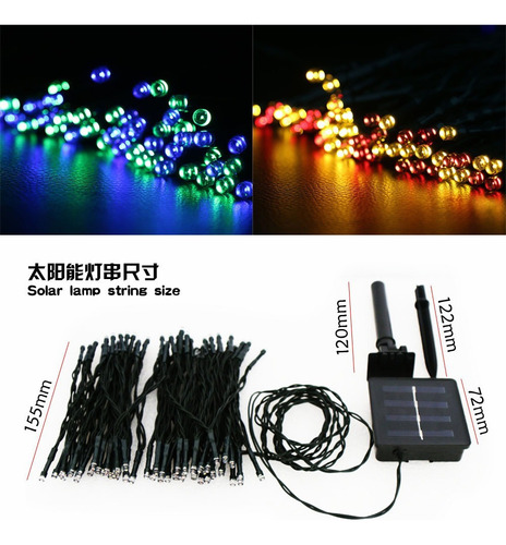 Luces Solares Navidad Guirnalda 3 Pcs 100 Led 10 Metros