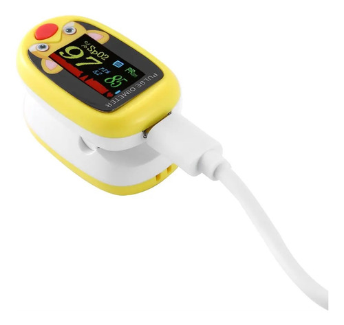 Oximetro De Pulso Para Dedo Saturometro Pediatrico 4m A 12a Color Amarillo