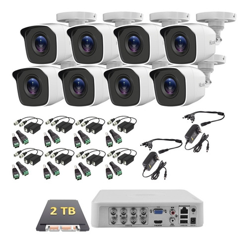 Kit Video Vigilancia 8 Cámaras Hikvision Hd-1080p 2 Tb Balun