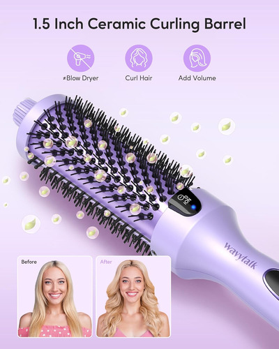 Wavytalk Cepillo Térmico Redondo Calentado 5 Ajustes De Temp Iris Purple