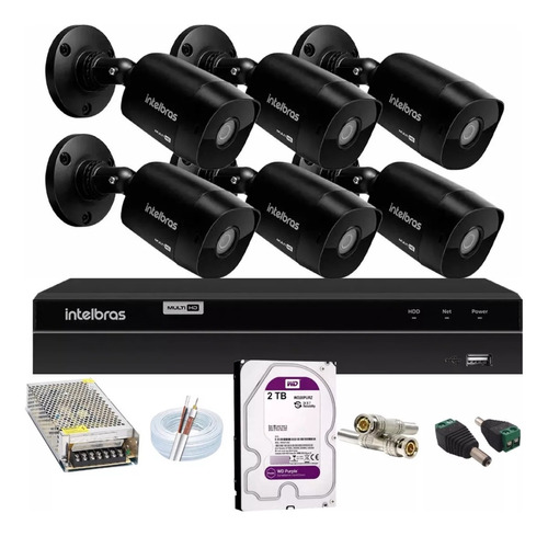 Kit Intelbras 6 Cam Vhd 1220b Black  Dvr 1208 C/hd 2t Purple