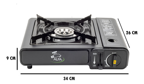 Parrilla Portátil Para Acampar Gas Butano 1 Quemador Color Negra Marca Alfa