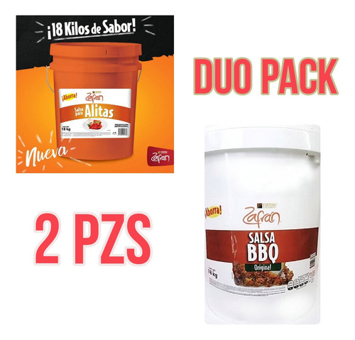 Duo Pack Cubeta Salsa Alitas + Cubeta De Bbq Zafran 18k