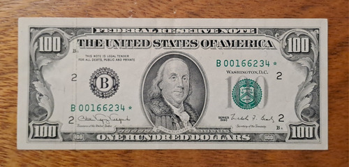 Estados Unidos Billete 100 Dólares 1990 Reposición. Mb ++ (Usado)