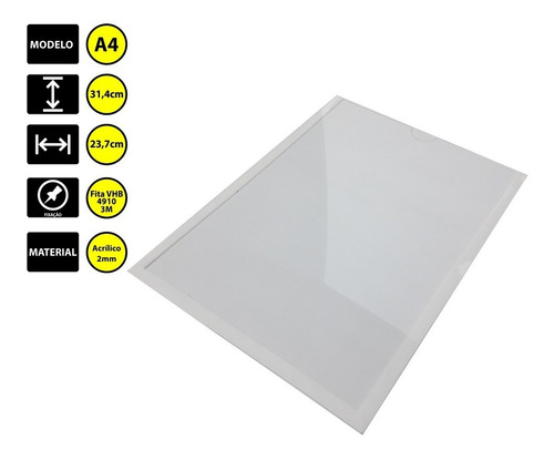 10 Displays A4 De Acrílico Com Borda.