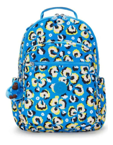 Seoul Mochila Kipling - Azul Flores Amarelas