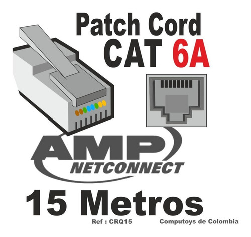 Imagen 1 de 6 de Cable De Red Internet Cat 6a 15m Ref: Crq15 Computoys Sas