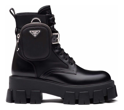 Bota Negra Cuero Prada Monolith 36,37,38,39,40