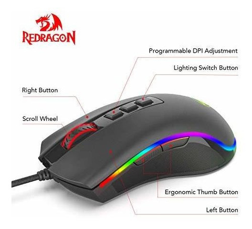 Mouse Gamer Redragon M711 Cobra Retroiluminación Croma