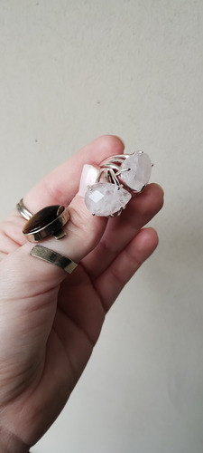 Anillo Cuarzo Cristal Baño Plata Regulable