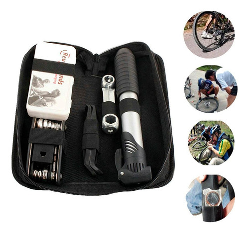 Kit Reparo Pneu Bike Ferramenta Bolsa Bomba De Ar