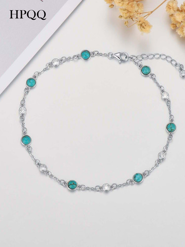 Hpqq Tobillera De Turquesa Para Mujer, Pulsera De Tobillo De