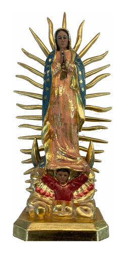 Virgen De Guadalupe Talla En Madera Estofada 47cm