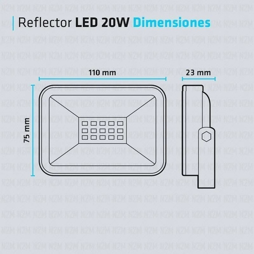 Imagen 5 de 10 de Reflector Led 20w Multiled Alta Potencia Exterior Pack 10