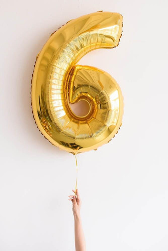 Balão Número Metalizado 40 Cms Dourado - Escolha Seu Número Cor 6 Dourado