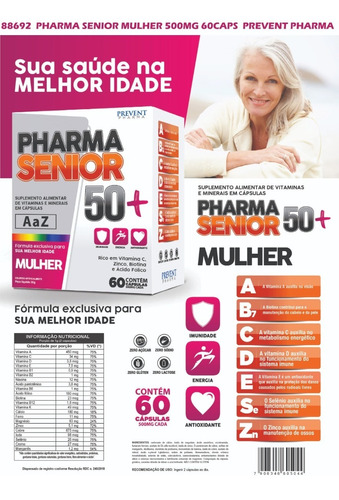 Pharma Senior Mulher Vitaminas  Minerais 500mg 60cps Prevent