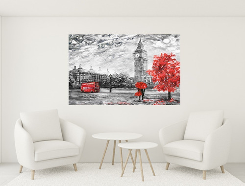 Quadro Para Quarto Casal No Parque Vermelho Luxuoso Canvas 130x70cm