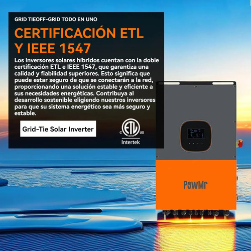 Powmr 10kw Inversor Híbrido Solar Bifásico Conectado La Red