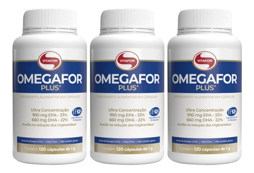 Kit 3x Omegafor Plus (990mg Epa E 660mg Dha) 120 Caps Sabor Sem Sabor