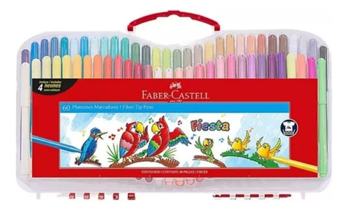 Marcadores Finos Faber Castell Valija Fiesta X 60 Unidades