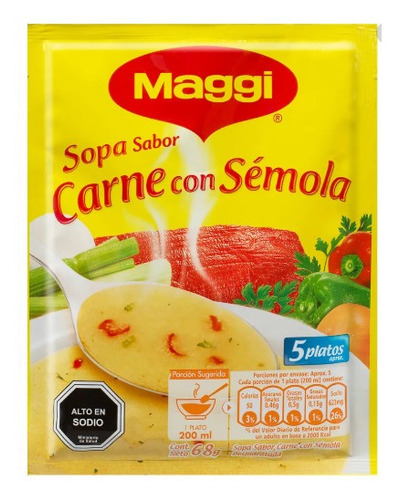 Sopa Carne Y Semola Maggy 68gr(3 Undad )-super