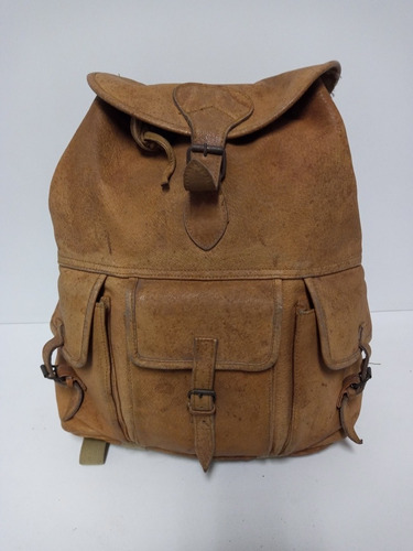 7k Mochila Grande De Cuero Natural En Estado Vintage