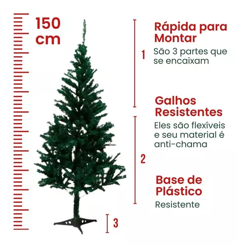 Árvore De Natal Branco 150 Cm Com 220 Galhos Grande