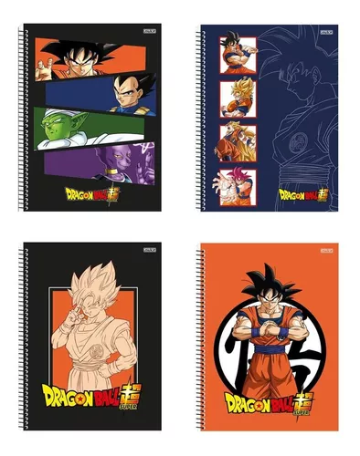 Kit 4 Cadernos Goku Dragon Ball Super Espiral Universitário Cor Colorido