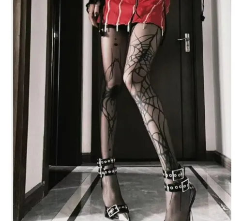 Medias Góticas Con Forma De Telaraña, Estilo Retro, Con Form