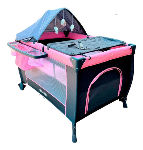 Imagen 2 de 6 de Practicuna Megababy Premium Mosquitero+luz+musica+bolso Color Rosa
