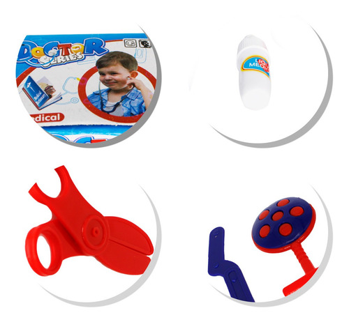 Imagem 6 de 7 de Brinquedo Kit Medico Infantil Frasco P/ Remedio Prato Medico