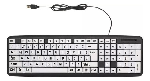 Teclado Usb For Discapacidad Visual Con Letra Grande Bco