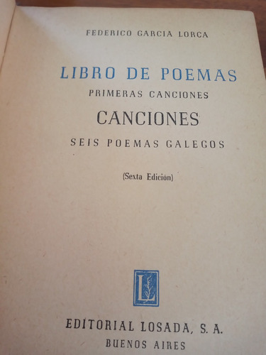 Primeras Canciones Seis Poemas Galegos Garcia Lorca