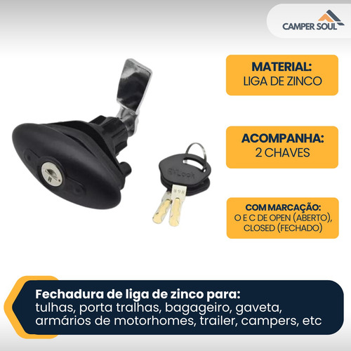 Fechadura Tulha Bagageiro Gaveta Compressão Motorhome Traile
