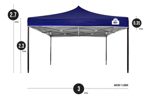Imagen 3 de 9 de Gazebo Plegable 3mx3m Reforzado E Impermeable Filtro Uv30