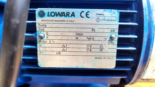 Bomba Inoxidable Lowara 0.75hp Cerveza Leche Químicos Indust Azul 50 Trifásica (Usado)