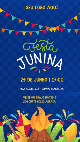 Imagem 1 de 3 de Convite Para Festa Junina Digital Virtual