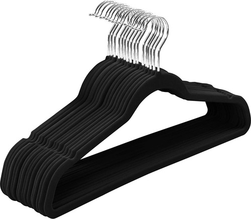 Imagen 1 de 3 de Ganchos Para Ropa En Terciopelo Negro, Gris Y Beigue
