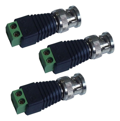 Conector Bnc Ficha Macho Cctv Adaptador  Bornera Video X 3