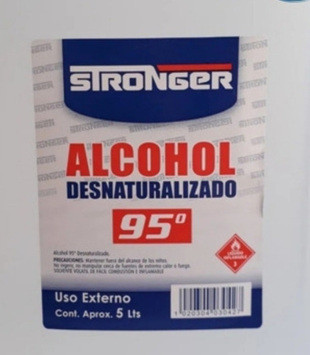 Bidon Alcohol 5 Lt Al 95 Etilico Alta Pureza