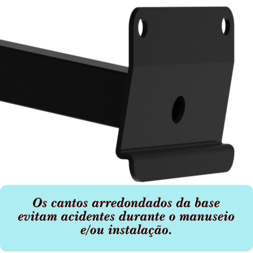 Suporte Refletor Led Inclinado Parede Base L Braço 40 Cm Preto