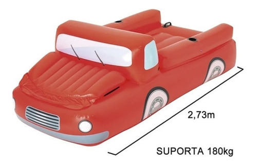 Imagem 5 de 8 de Boia Picape Inflável Vermelha Com Cooler Flutuante Mor