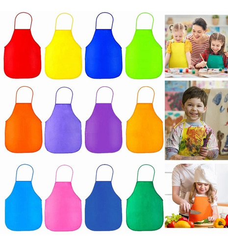 Delantales De Tela Infantil, 12 Piezas, 12 Colores