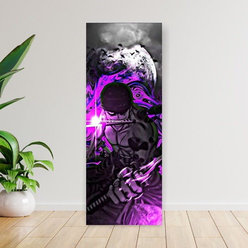Imagen 5 de 8 de Cuadro Grande 30x80 Cm One Piece Zoro Pose 3 Espadas Oscuro