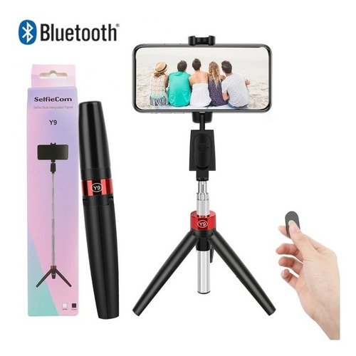 Imagem 1 de 8 de Tripé Bastão De Selfie Celular 3 Em 1 + Controle Bluetooth