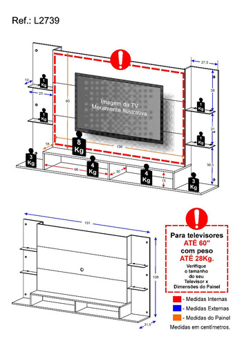 Imagen 5 de 5 de Panel Para Tv De 60 Pulgadas Braga En Madera
